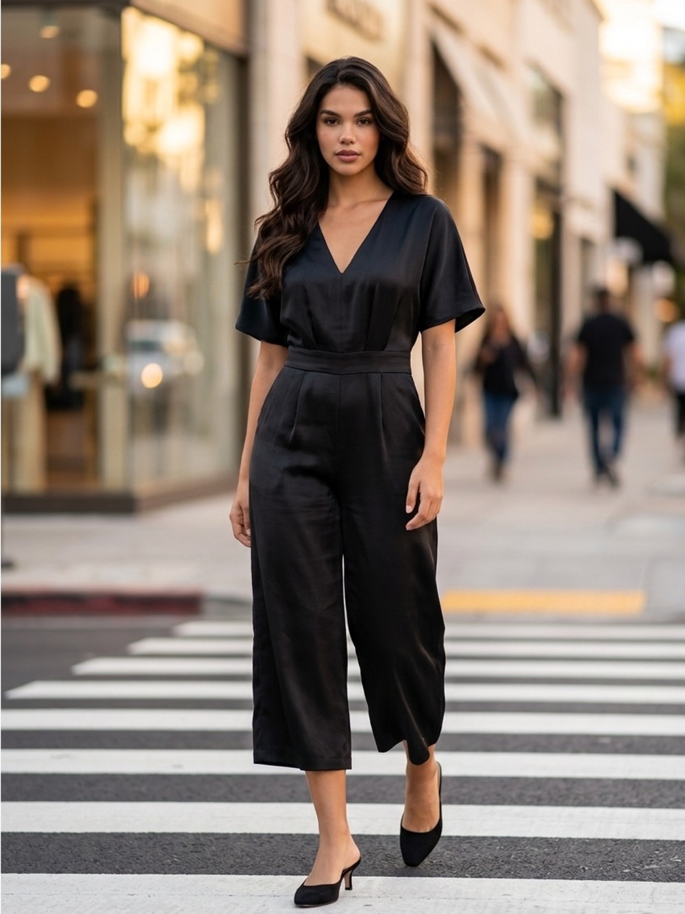 Express Black V-Neck Short Sleeve Jumpsuit NWT